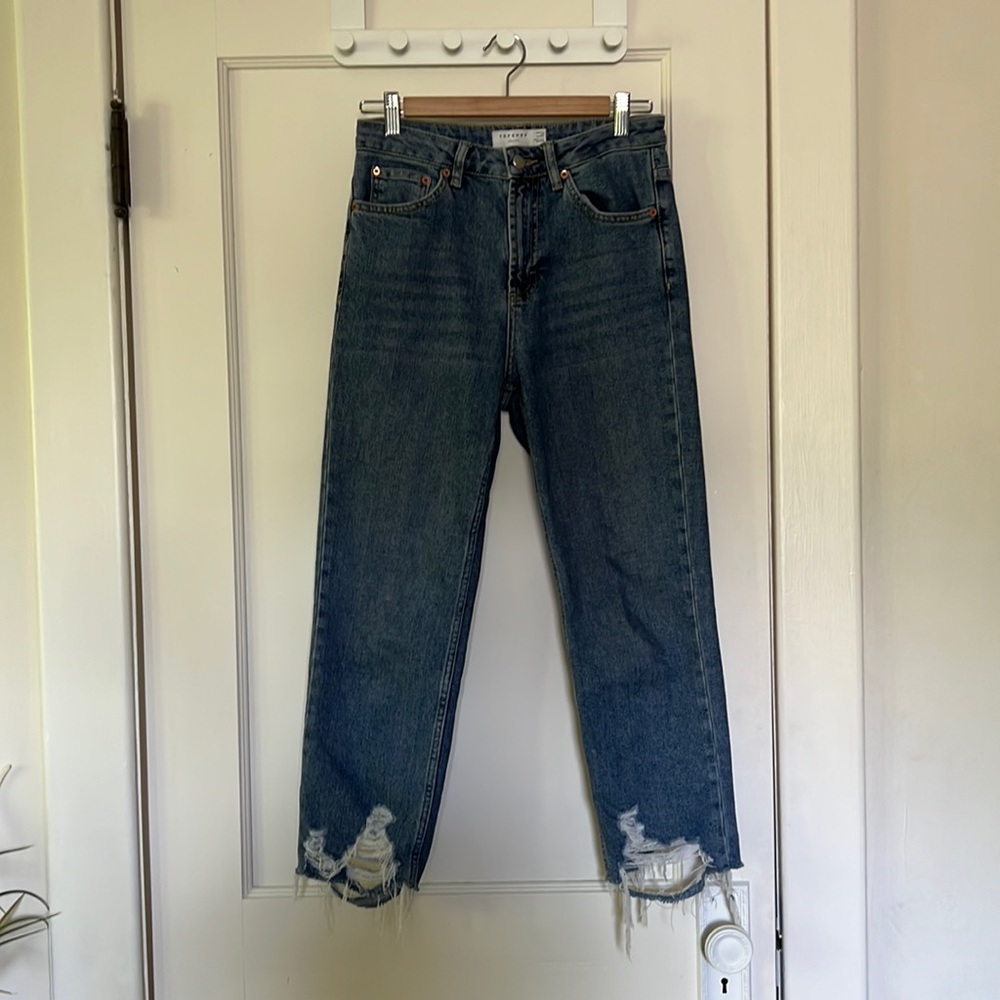 Blue Topshop straight leg jeans size 28